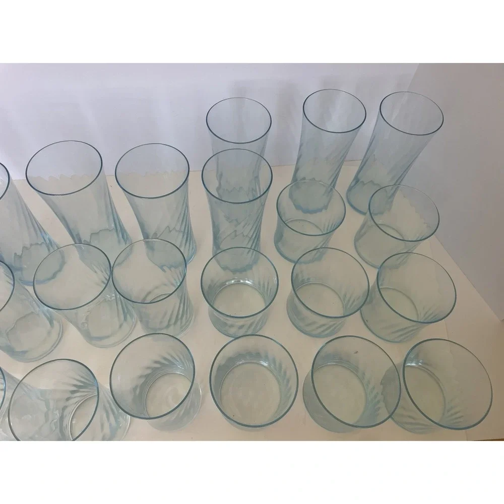 Vintage‎ Mirage Bermuda Blue Glassware Set 24 Pc Coastal Mid Century Barware